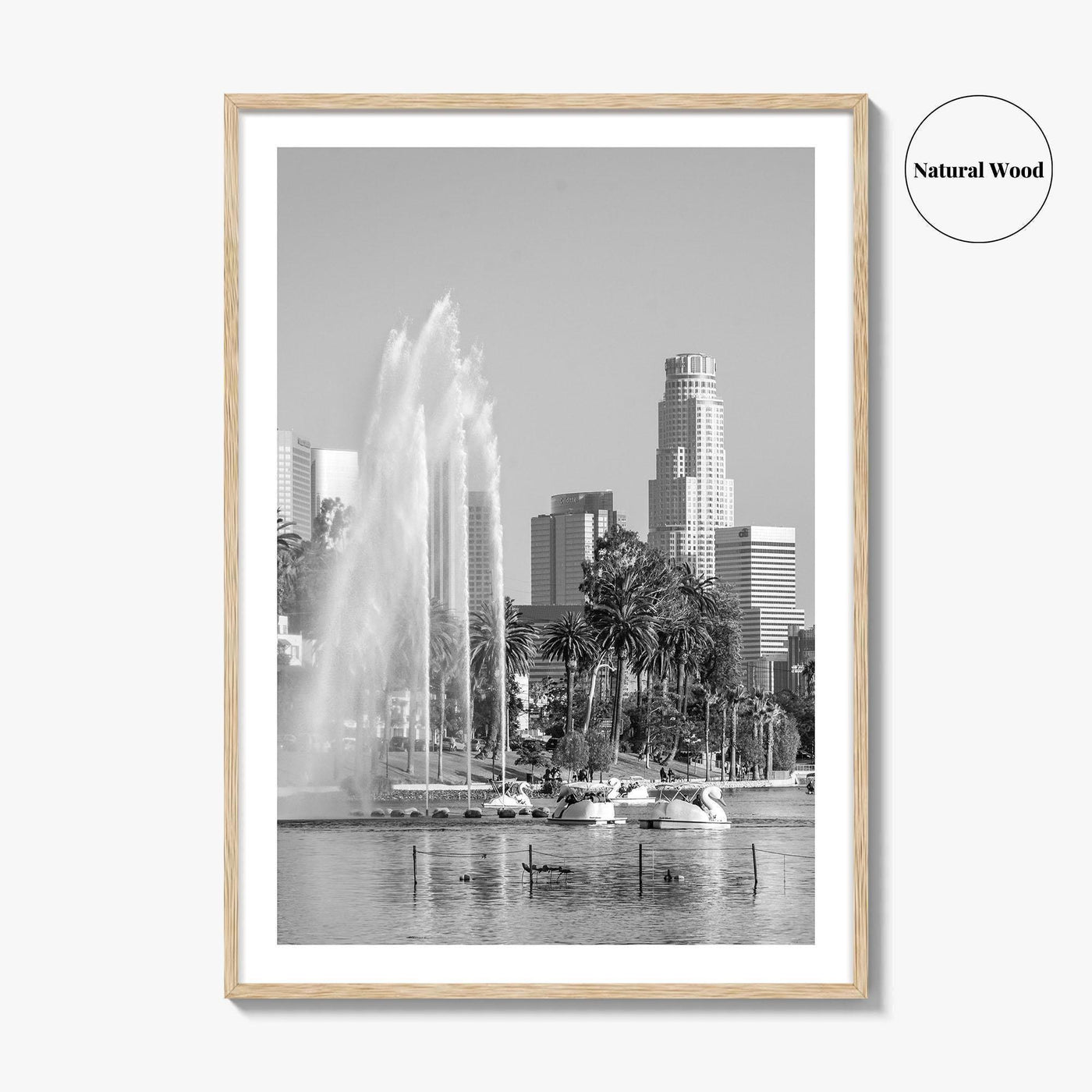 Echo Park Black and White Fine Art Photo Print, Los Angeles Skyline Poster