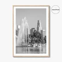 Echo Park Black and White Fine Art Photo Print, Los Angeles Skyline Poster