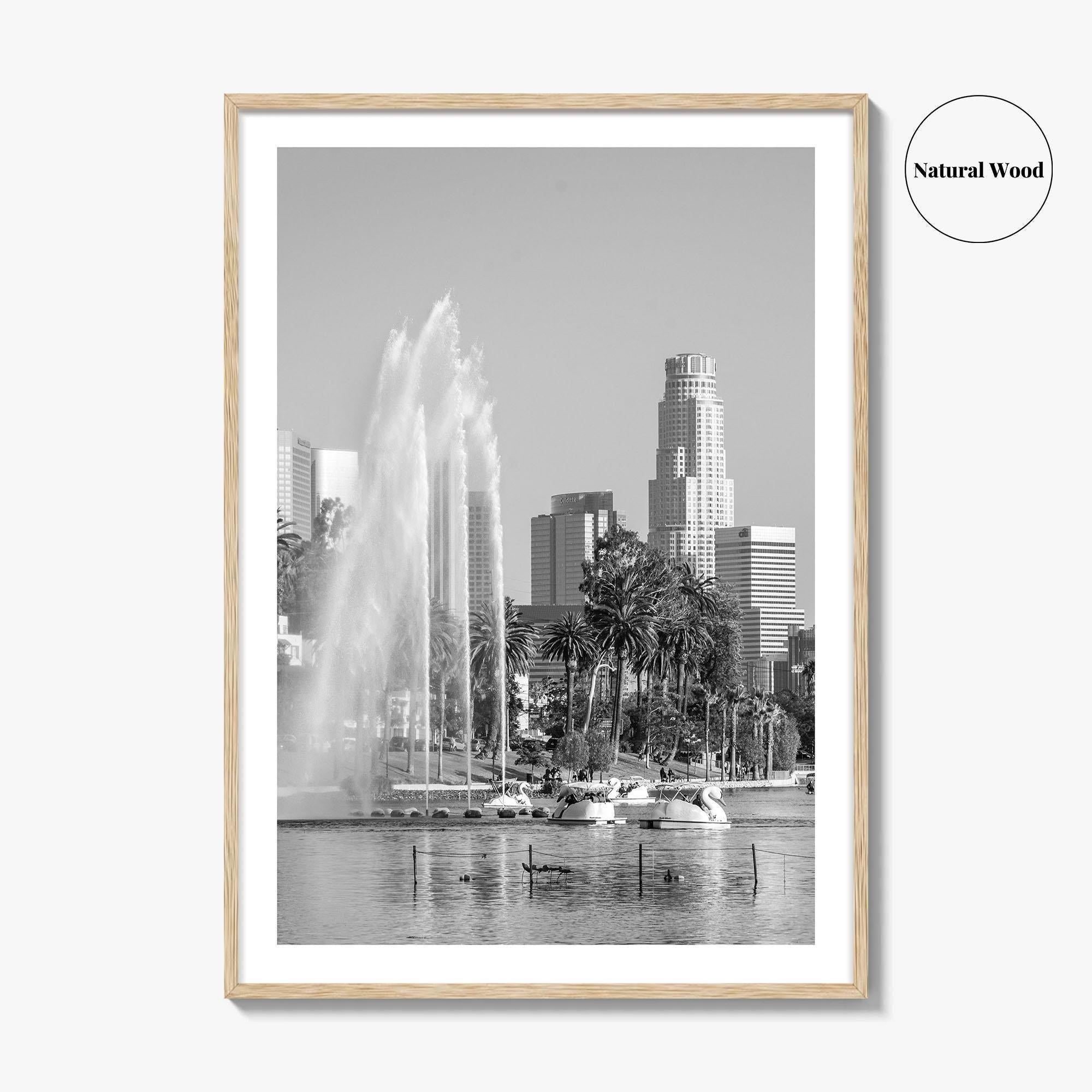 Echo Park Black and White Fine Art Photo Print, Los Angeles Skyline Poster
