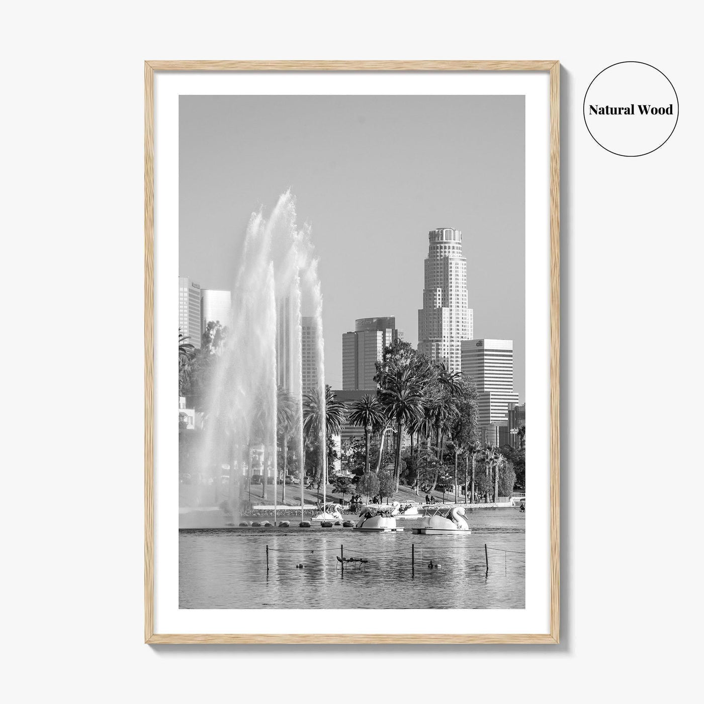 Echo Park Black and White Fine Art Photo Print, Los Angeles Skyline Poster