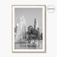 Echo Park Black and White Fine Art Photo Print, Los Angeles Skyline Poster