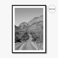 Big Bend National Park Black and White Fine Art Photo Print, Texas Road Poster