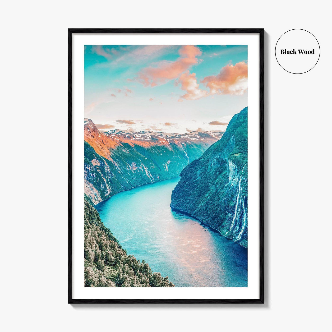 Geiranger Fine Art Photo Print, Sunnylvsfjorden, Seven Sisters Waterfalls, Western Norway Wall Decor Poster