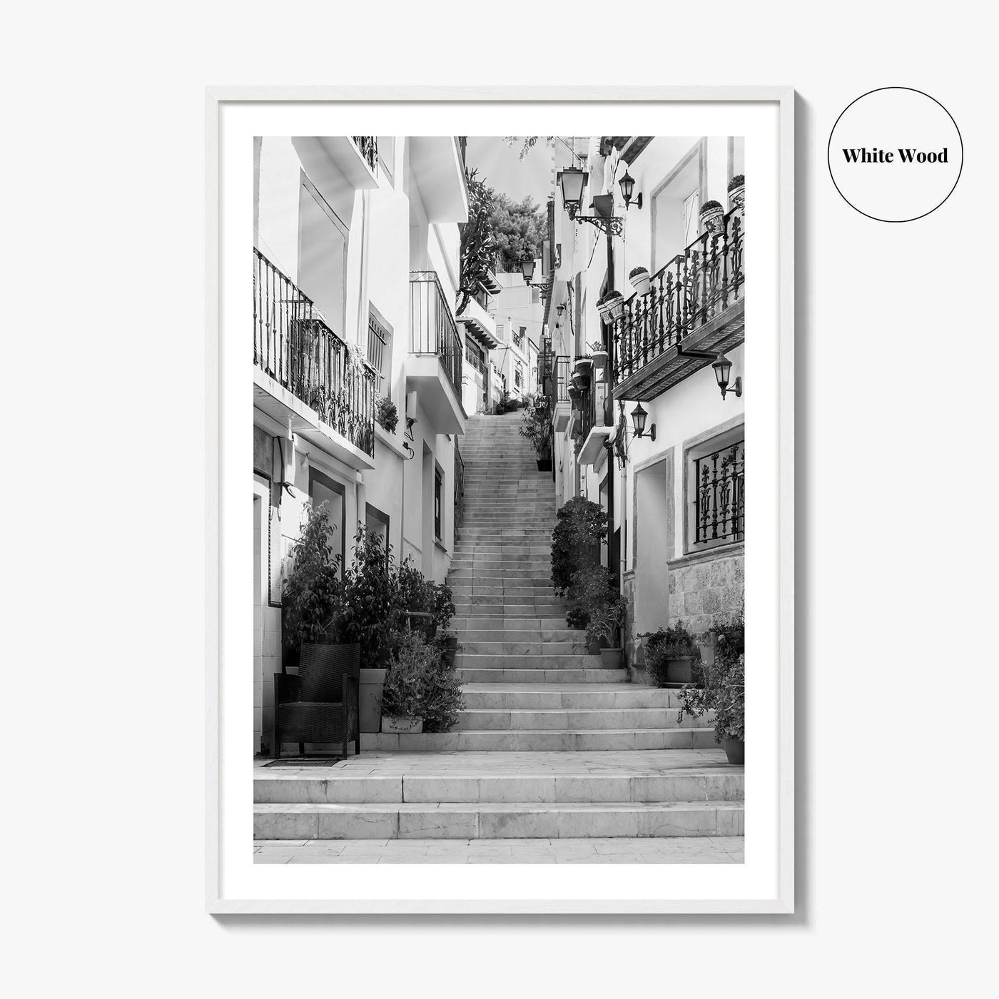 Alicante Black and White Fine Art Photo Print, Costa Blanca Spain, Santa Cruz Poster
