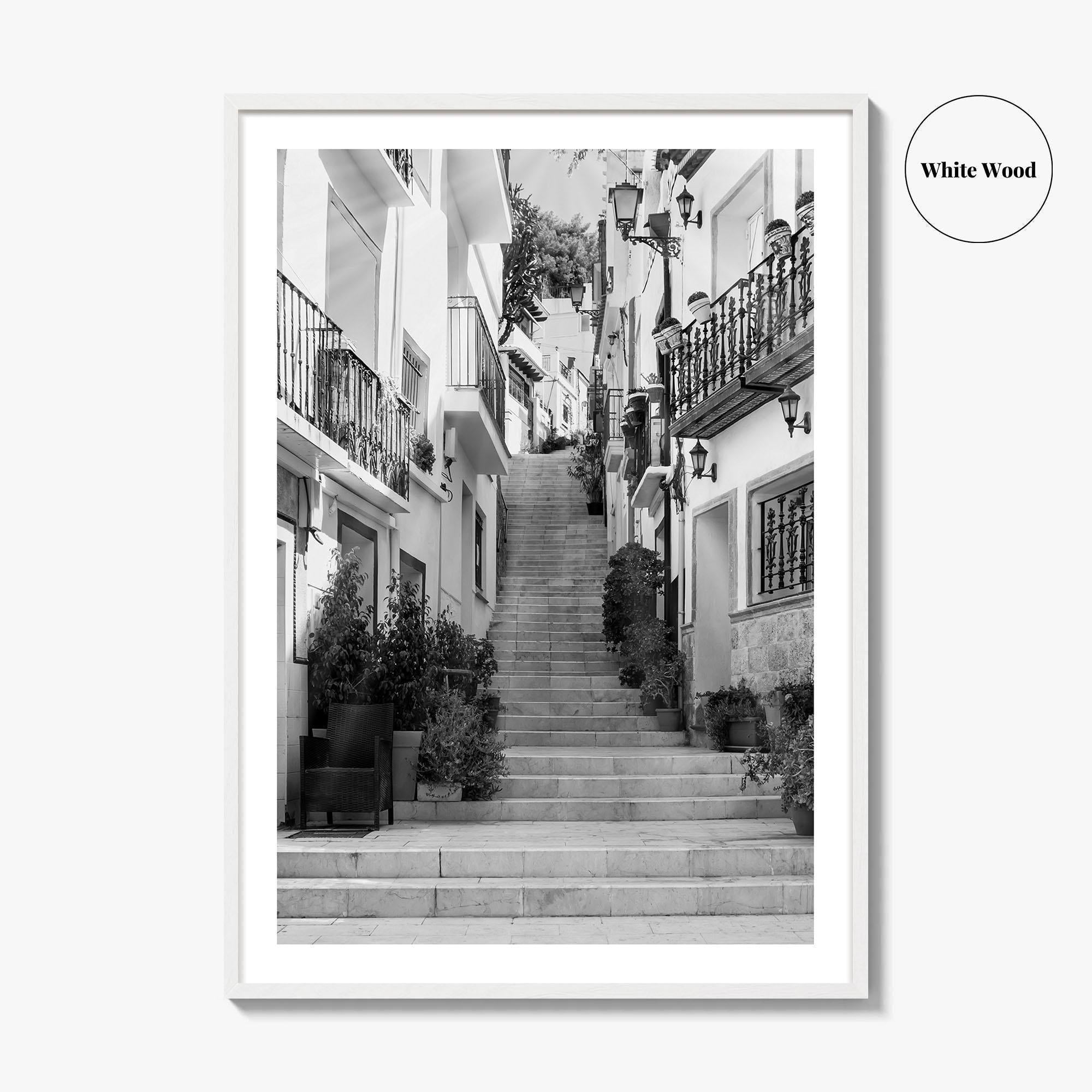 Alicante Black and White Fine Art Photo Print, Costa Blanca Spain, Santa Cruz Poster