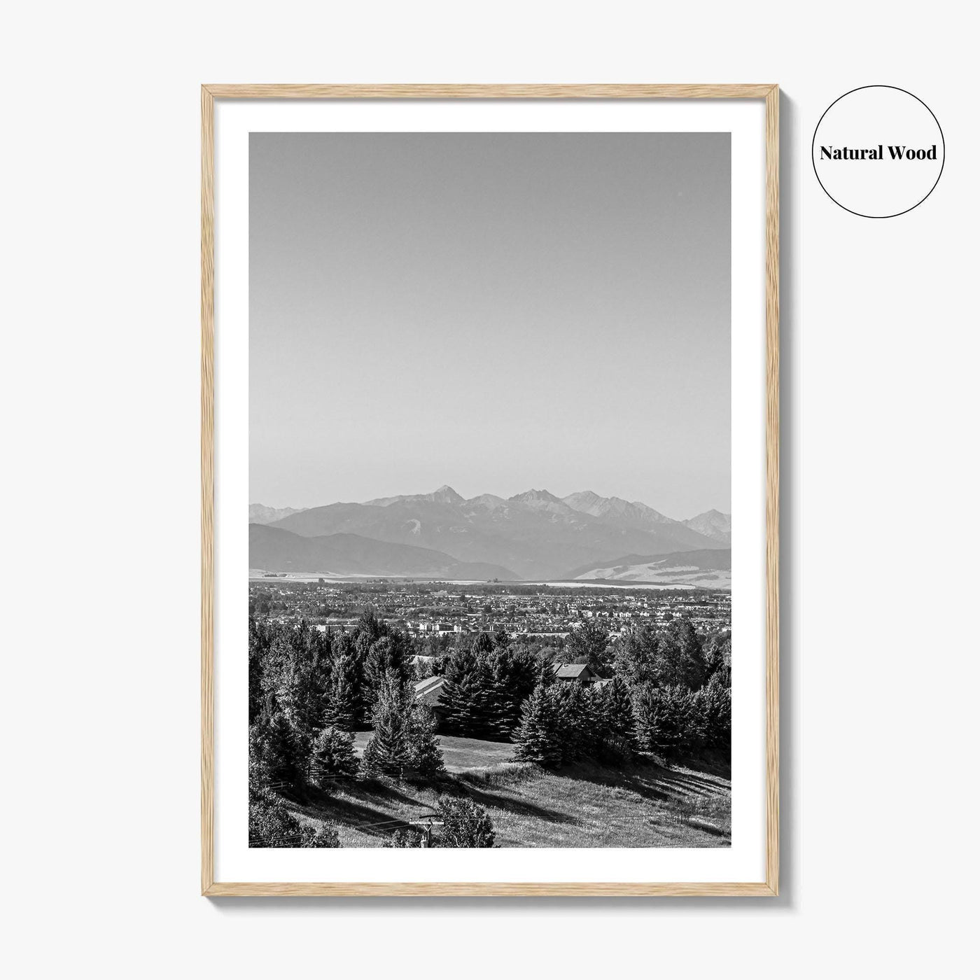 Bozeman Black and White Fine Art Photo Print, Montana Hills Landscape Poster, USA Poster