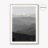 Blue Ridge Mountains Black and White Fine Art Photo Print, Smoky Mountains Poster