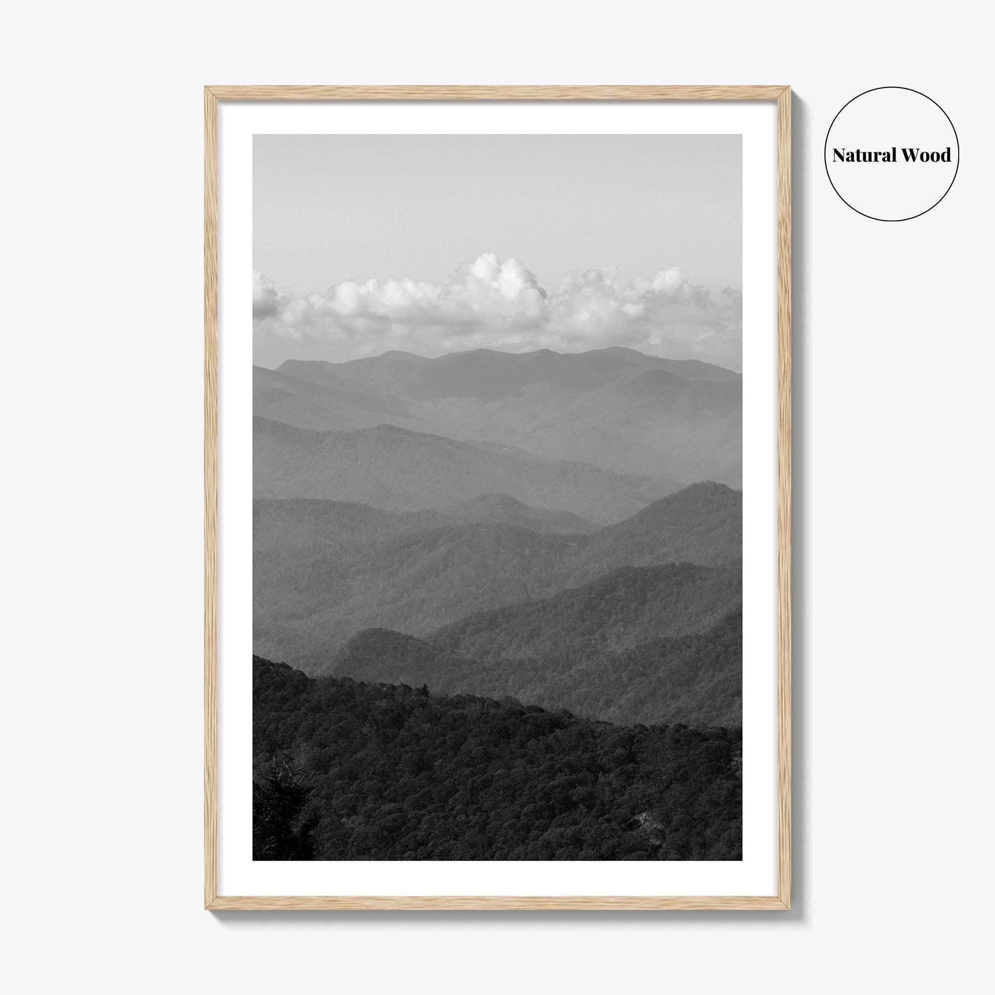 Blue Ridge Mountains Black and White Fine Art Photo Print, Smoky Mountains Poster