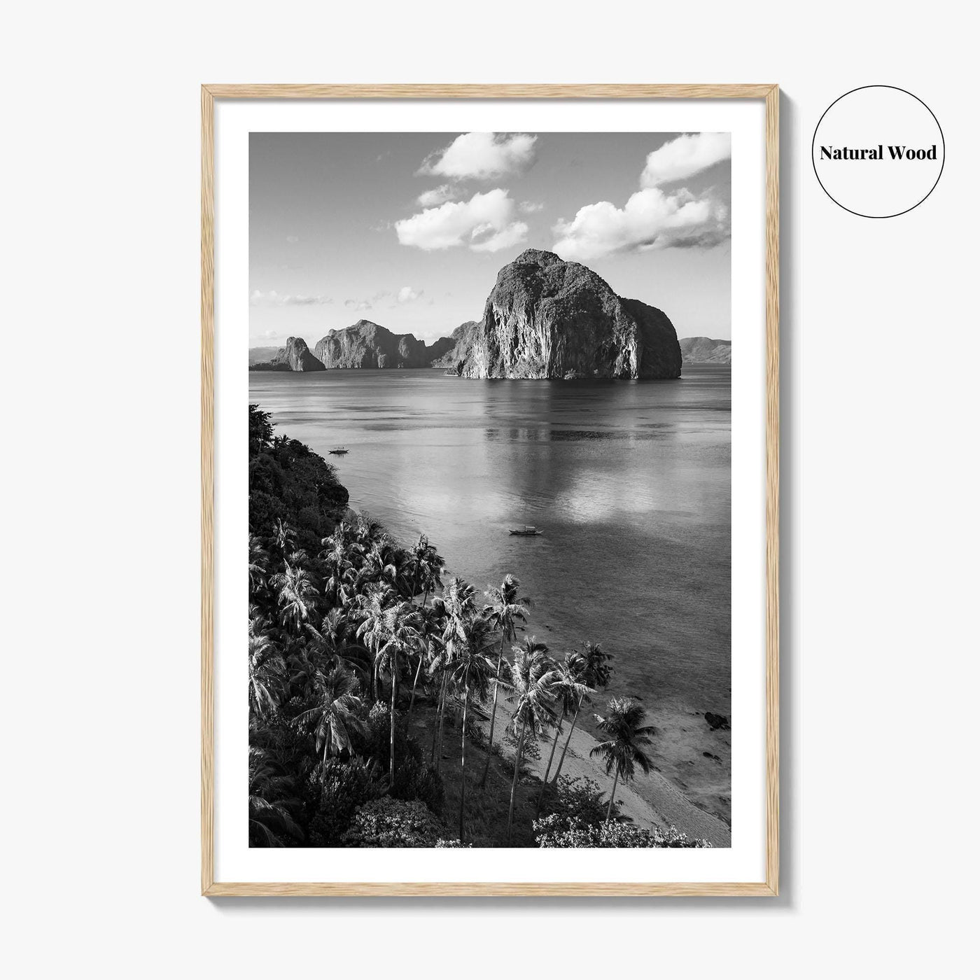 El Nido Black and White Fine Art Photo Print, Palawan Poster, Las Cabanas Beach