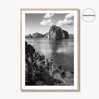 El Nido Black and White Fine Art Photo Print, Palawan Poster, Las Cabanas Beach