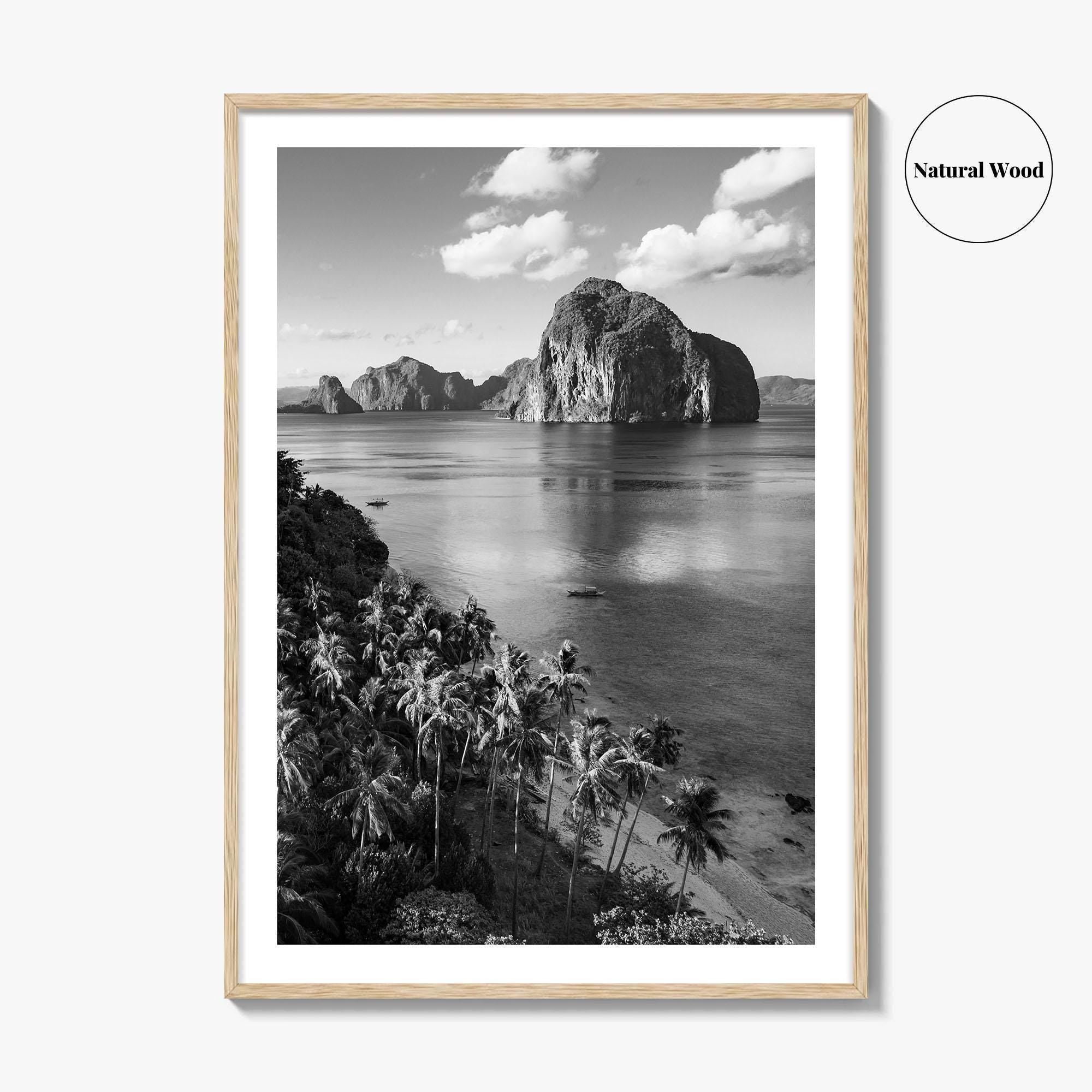 El Nido Black and White Fine Art Photo Print, Palawan Poster, Las Cabanas Beach