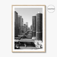 Chicago Black and White Fine Art Photo Print, Chicago River, Illinois Wall Poster
