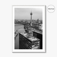 Dusseldorf Skyline Black and White Fine Art Photo Print, Medienhafen Germany Wall Art