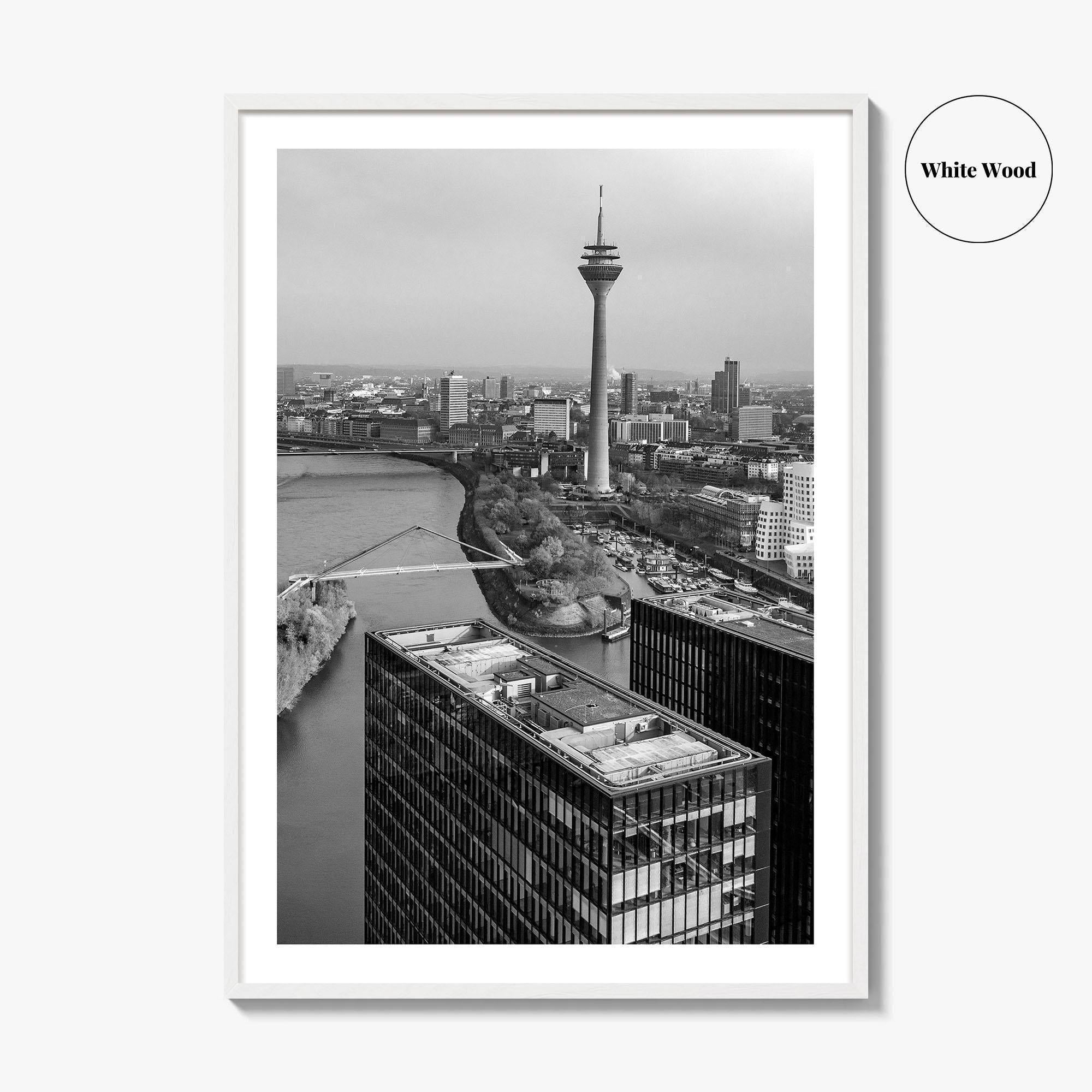 Dusseldorf Skyline Black and White Fine Art Photo Print, Medienhafen Germany Wall Art