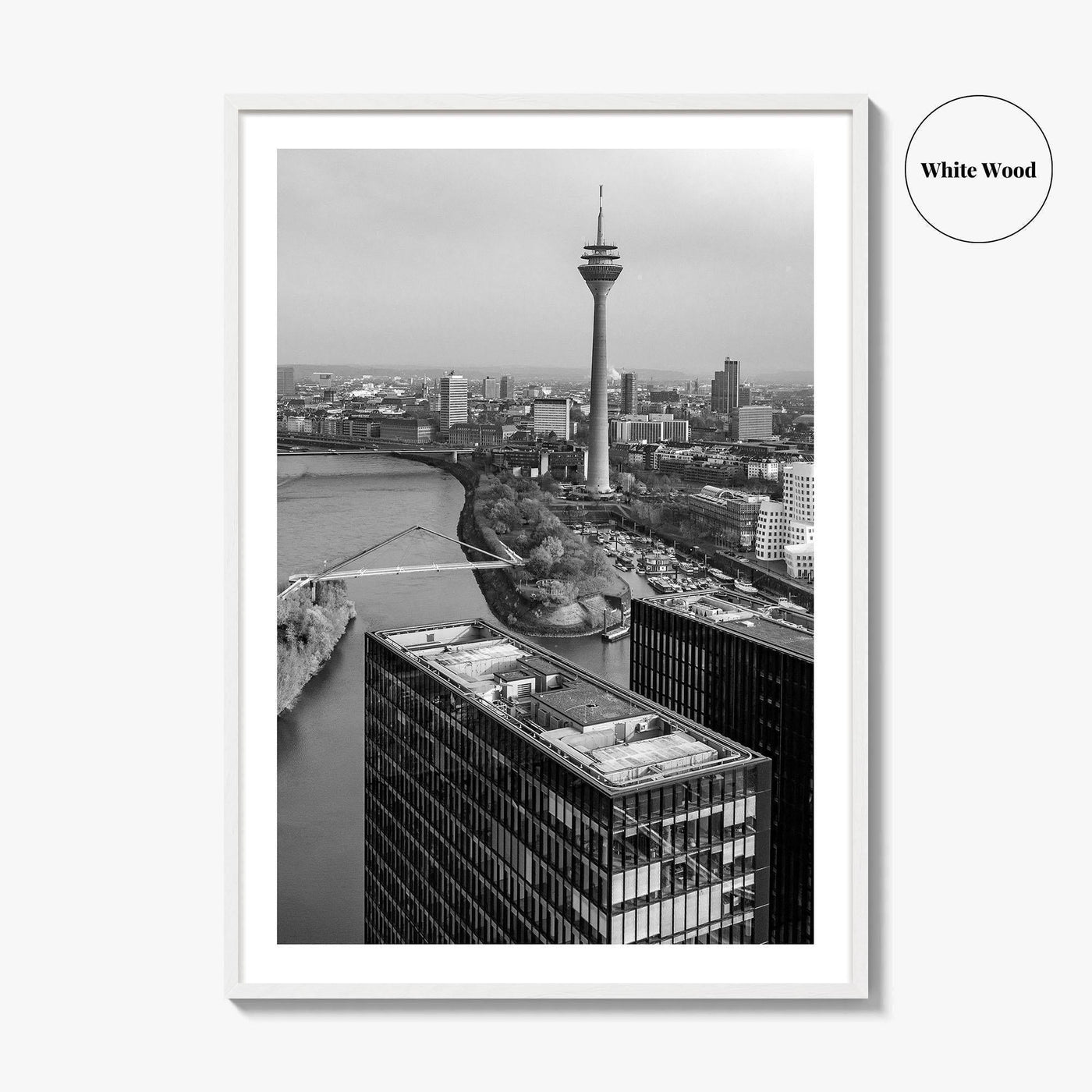 Dusseldorf Skyline Black and White Fine Art Photo Print, Medienhafen Germany Wall Art