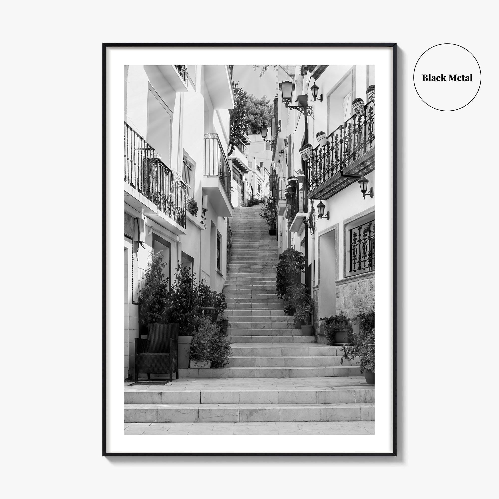 Alicante Black and White Fine Art Photo Print, Costa Blanca Spain, Santa Cruz Poster