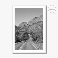 Big Bend National Park Black and White Fine Art Photo Print, Texas Road Poster