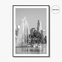 Echo Park Black and White Fine Art Photo Print, Los Angeles Skyline Poster