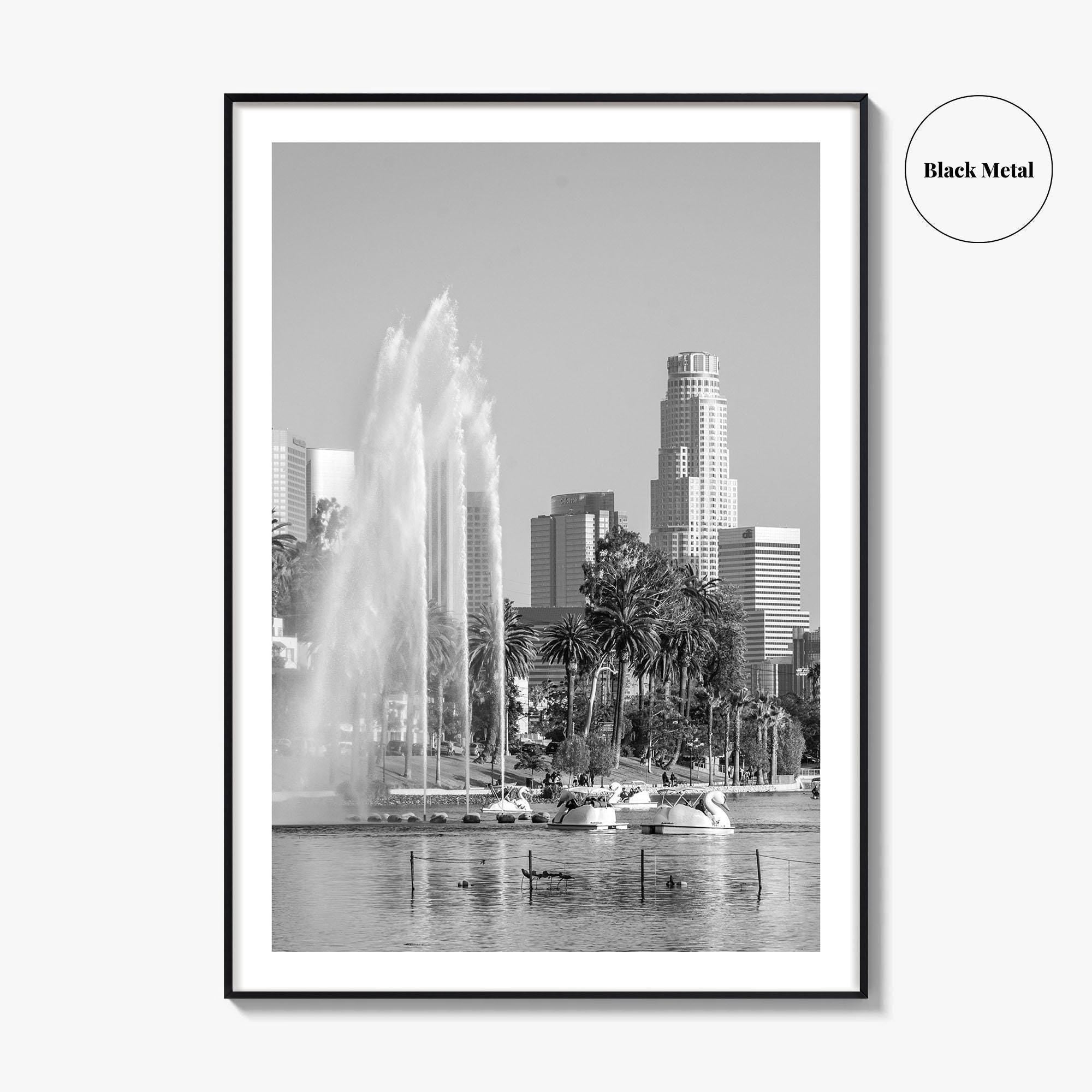 Echo Park Black and White Fine Art Photo Print, Los Angeles Skyline Poster