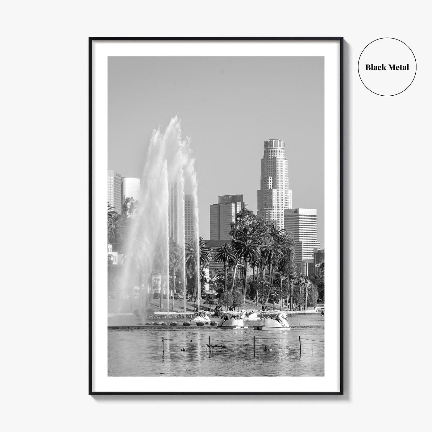 Echo Park Black and White Fine Art Photo Print, Los Angeles Skyline Poster