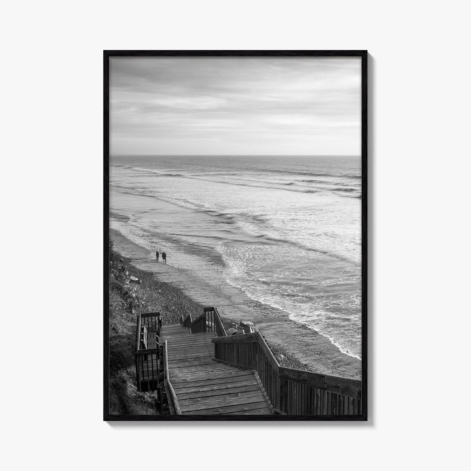 Encinitas Black and White Fine Art Photo Print, San Elijo State Beach Poster