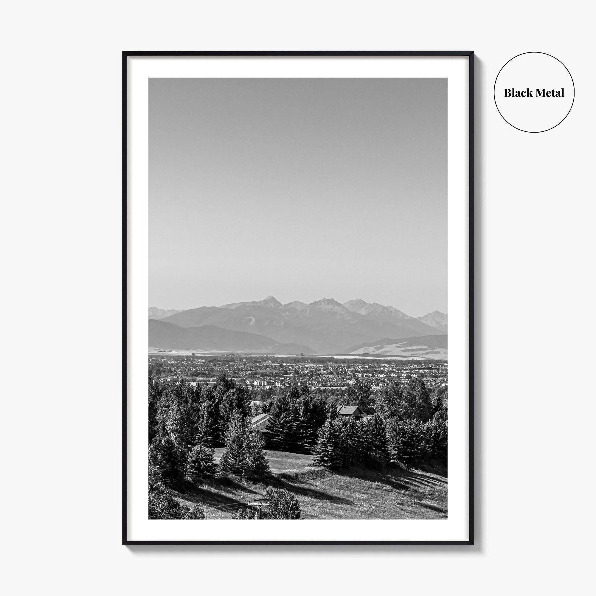 Bozeman Black and White Fine Art Photo Print, Montana Hills Landscape Poster, USA Poster