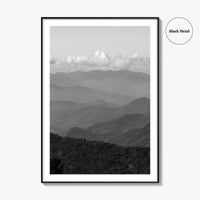 Blue Ridge Mountains Black and White Fine Art Photo Print, Smoky Mountains Poster