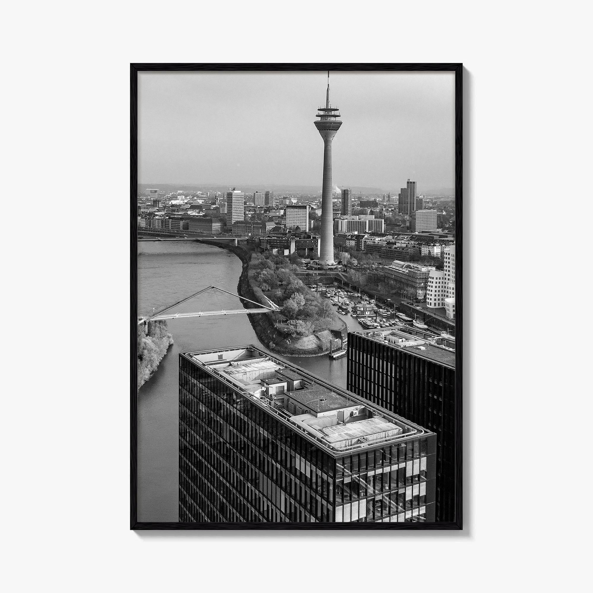 Dusseldorf Skyline Black and White Fine Art Photo Print, Medienhafen Germany Wall Art