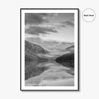 Glendalough Upper Lake Black and White Fine Art Photo Print, County Wicklow Ireland Poster