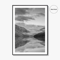Glendalough Upper Lake Black and White Fine Art Photo Print, County Wicklow Ireland Poster