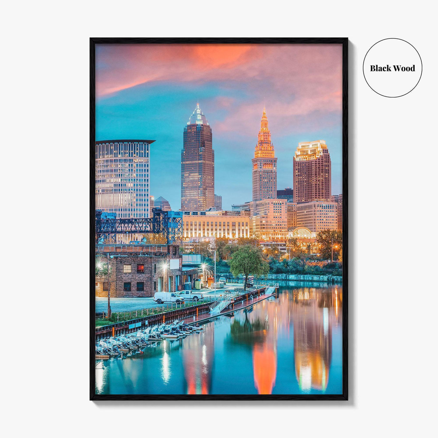 Cleveland Skyline Fine Art Photo Print, Ohio, USA, Cuyahoga River, Wall Poster