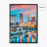 Cleveland Skyline Fine Art Photo Print, Ohio, USA, Cuyahoga River, Wall Poster