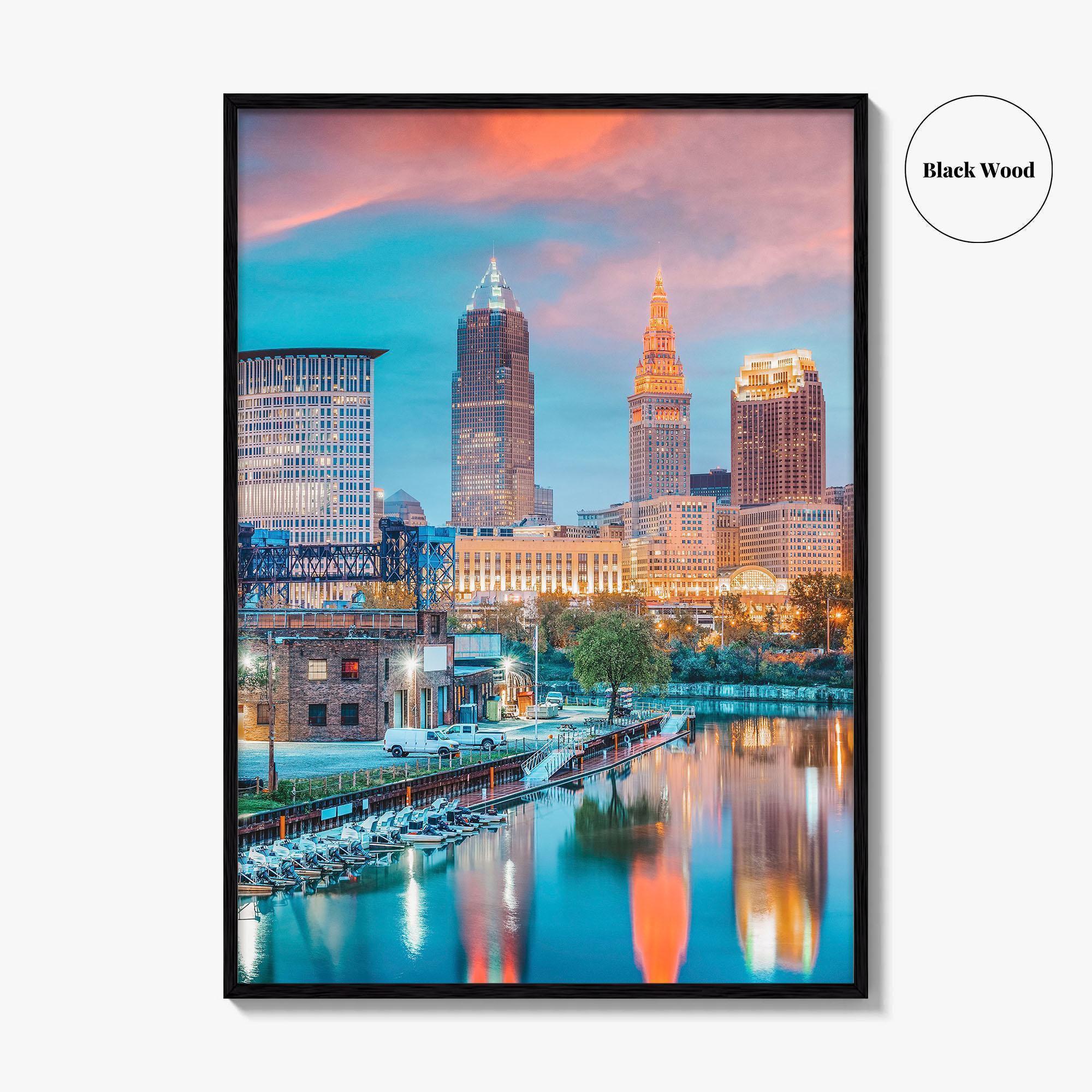 Cleveland Skyline Fine Art Photo Print, Ohio, USA, Cuyahoga River, Wall Poster