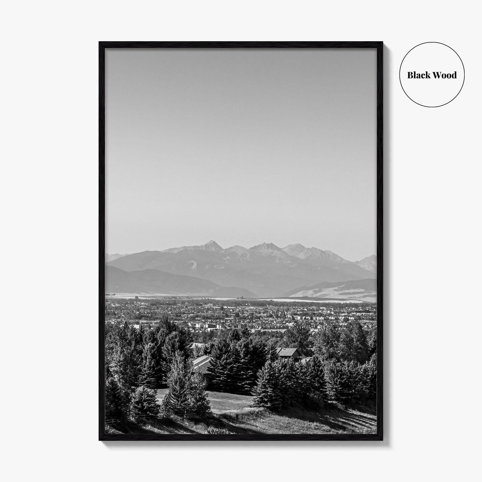 Bozeman Black and White Fine Art Photo Print, Montana Hills Landscape Poster, USA Poster
