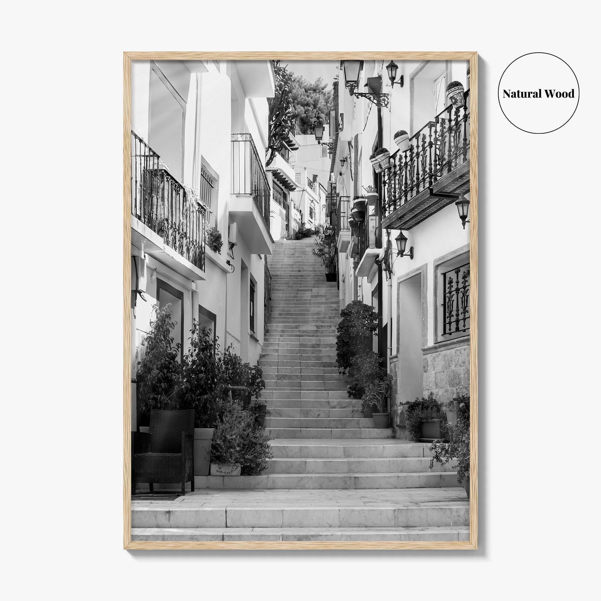 Alicante Black and White Fine Art Photo Print, Costa Blanca Spain, Santa Cruz Poster