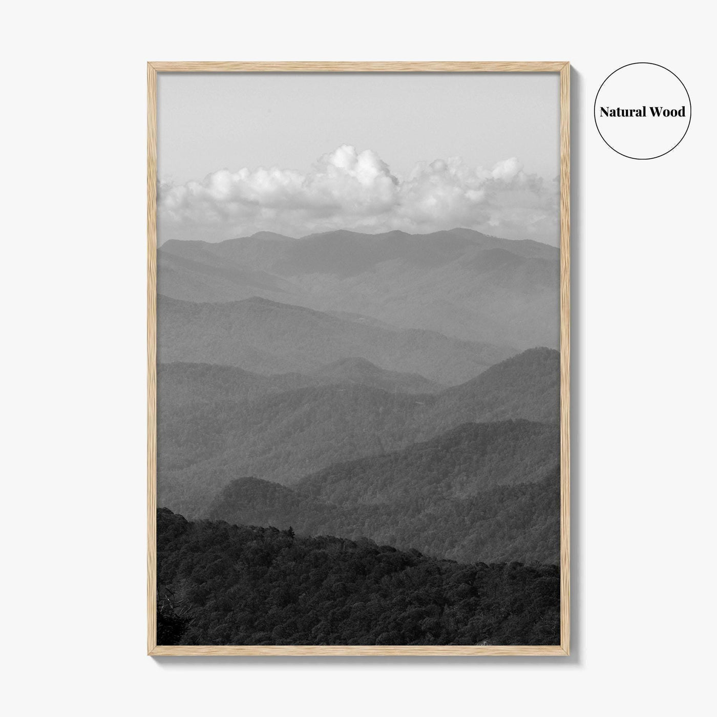 Blue Ridge Mountains Black and White Fine Art Photo Print, Smoky Mountains Poster