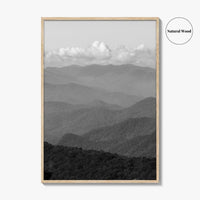 Blue Ridge Mountains Black and White Fine Art Photo Print, Smoky Mountains Poster