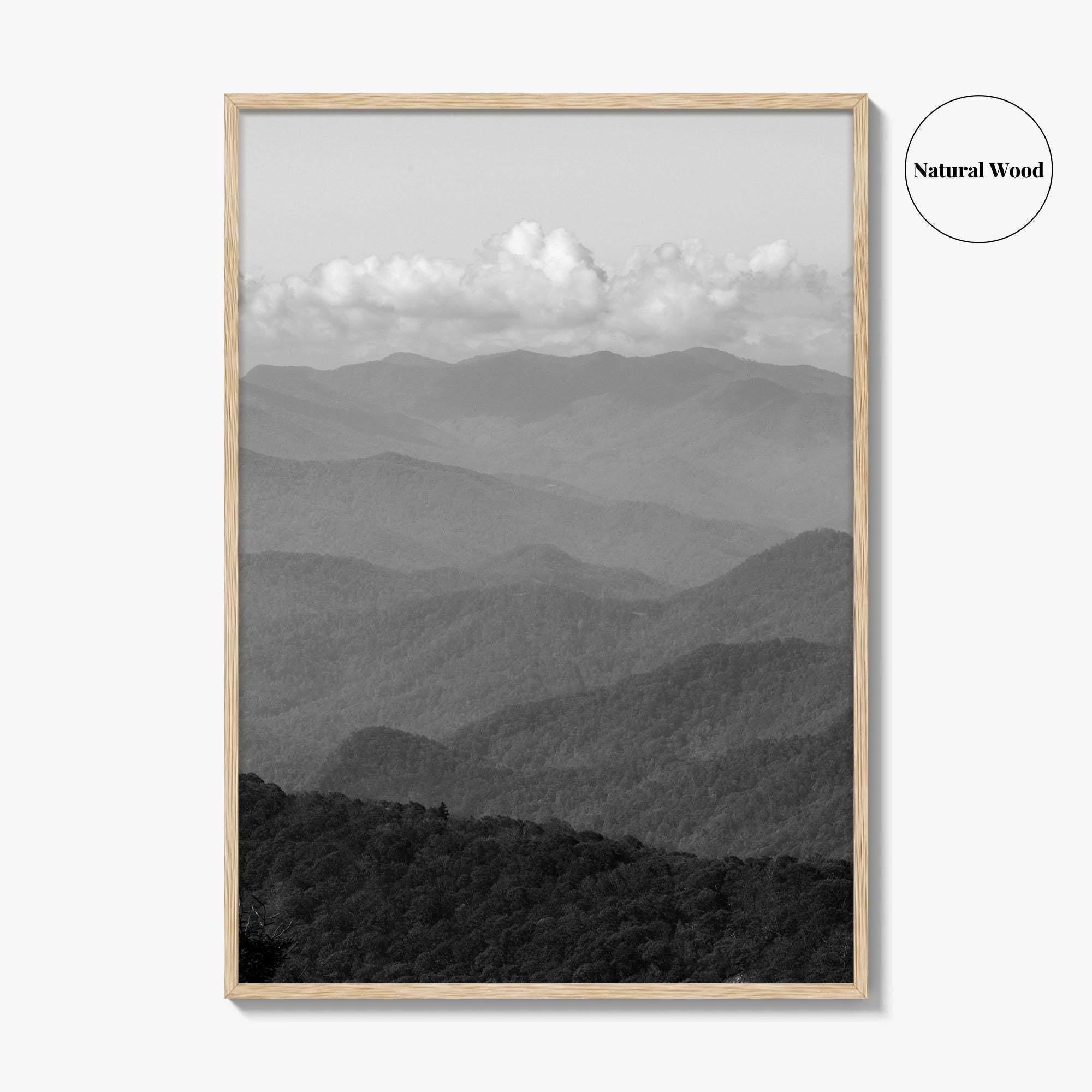 Blue Ridge Mountains Black and White Fine Art Photo Print, Smoky Mountains Poster