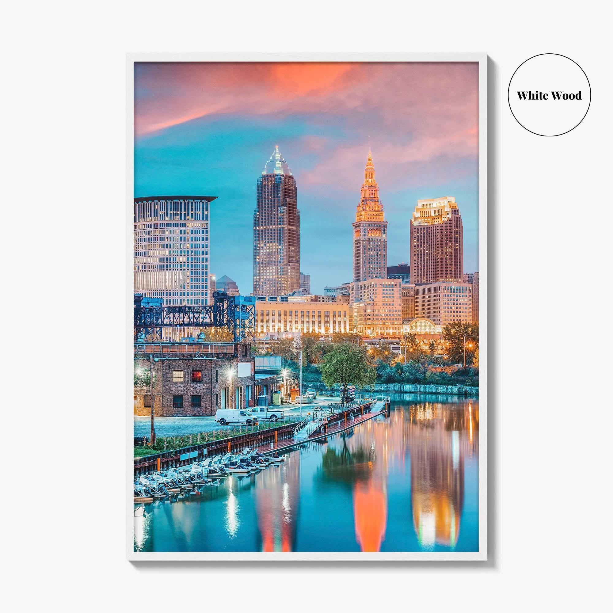 Cleveland Skyline Fine Art Photo Print, Ohio, USA, Cuyahoga River, Wall Poster