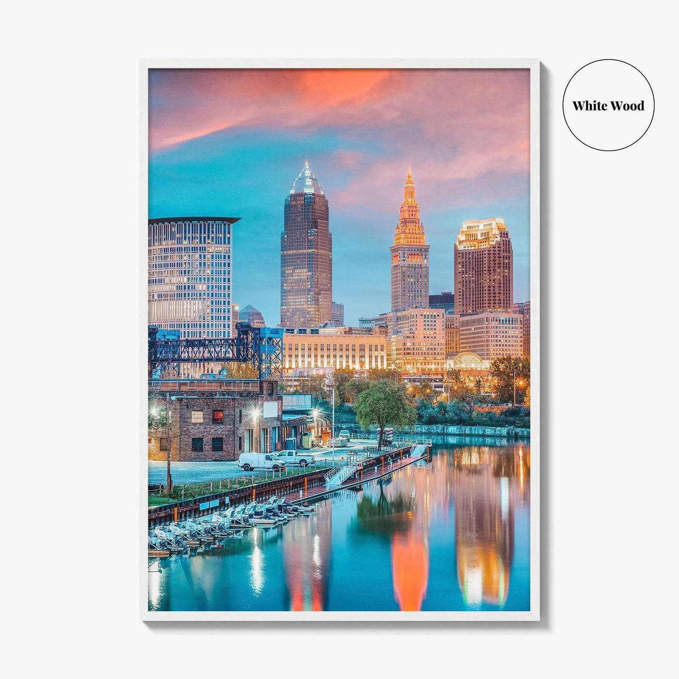 Cleveland Skyline Fine Art Photo Print, Ohio, USA, Cuyahoga River, Wall Poster