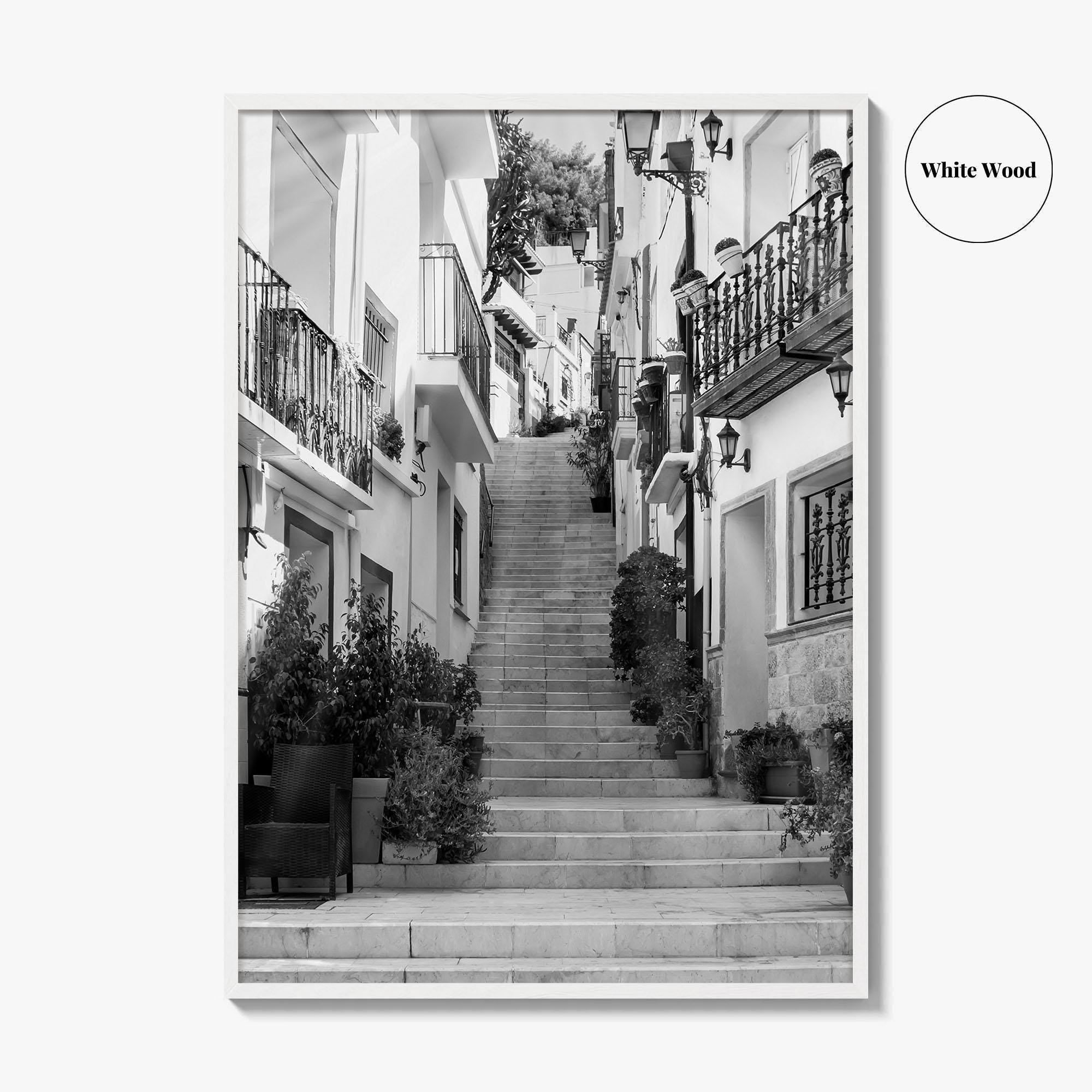 Alicante Black and White Fine Art Photo Print, Costa Blanca Spain, Santa Cruz Poster