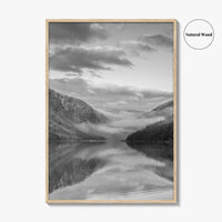 Glendalough Upper Lake Black and White Fine Art Photo Print, County Wicklow Ireland Poster