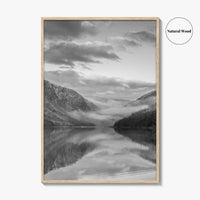 Glendalough Upper Lake Black and White Fine Art Photo Print, County Wicklow Ireland Poster