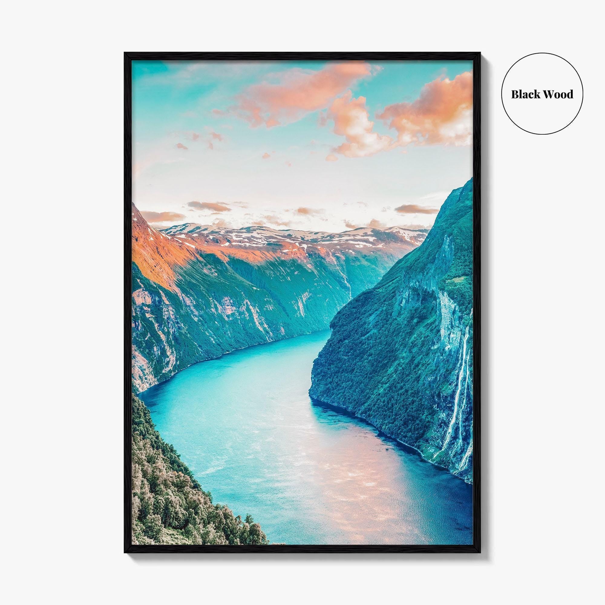 Geiranger Fine Art Photo Print, Sunnylvsfjorden, Seven Sisters Waterfalls, Western Norway Wall Decor Poster