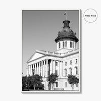 Columbia SC Black and White Fine Art Photo Print, South Carolina State House Poster