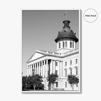 Columbia SC Black and White Fine Art Photo Print, South Carolina State House Poster