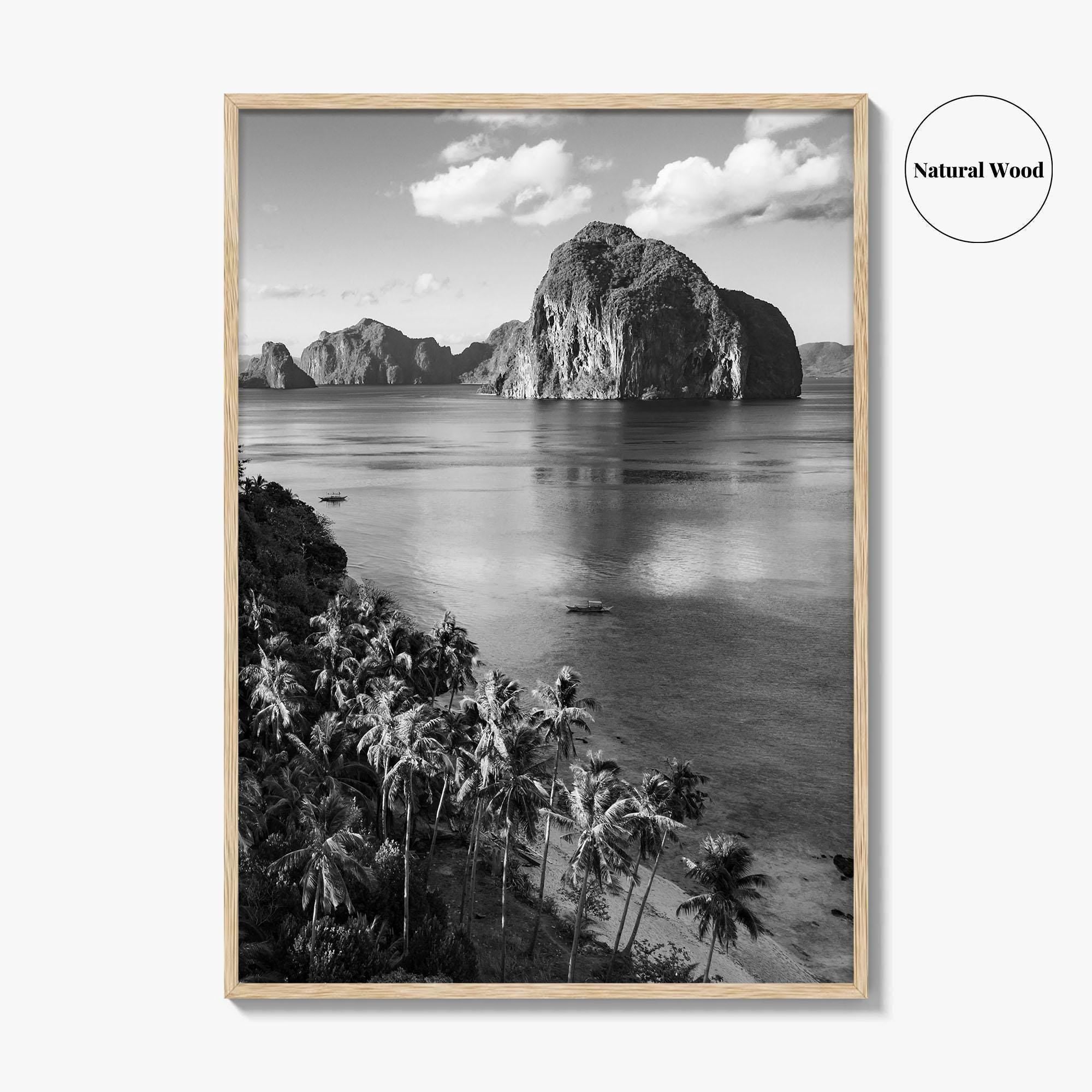 El Nido Black and White Fine Art Photo Print, Palawan Poster, Las Cabanas Beach
