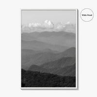 Blue Ridge Mountains Black and White Fine Art Photo Print, Smoky Mountains Poster