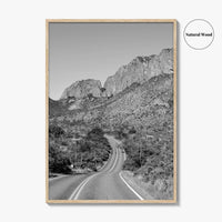 Big Bend National Park Black and White Fine Art Photo Print, Texas Road Poster