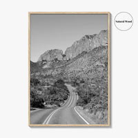 Big Bend National Park Black and White Fine Art Photo Print, Texas Road Poster